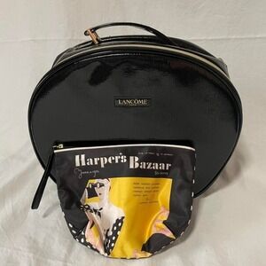Lancome Paris Black Train Case with Estee Lauder collectible cosmetic pouch